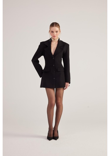 Holly Lolly Belden Oturmalı Fit Kesim Deja Blazer Ceket Siyah