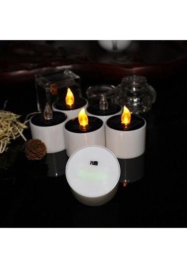 Gajeena 6 Adet Güneş Enerjili Led Mum Işığı - Sarı Flaş Modlu, Ev Ve Düğün Dekorasyonu İçin Düşük Enerji Tüketimi Ambiyans Aydınlatması 3090