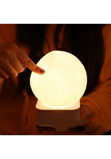 Sese Ve Dokunmaya Duyarlı Silikon Dolunay Gece Lambası Renkli N11.1205 Çok Renkli