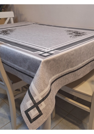 Dora Pano Elyaf Tabanlı Pvc Muşamba - Desenli Silinebilir 120 X 140 Hazır Masa Örtüsü Gri
