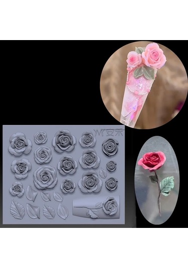 1 Adet Manolya Çiçek Yılan Gül Çiçek 3d Akrilik Tırnak Kalıp Nail Art Süslemeleri Silikon Damgalama Plakaları Tırnak Aksesuarları Kırmızı