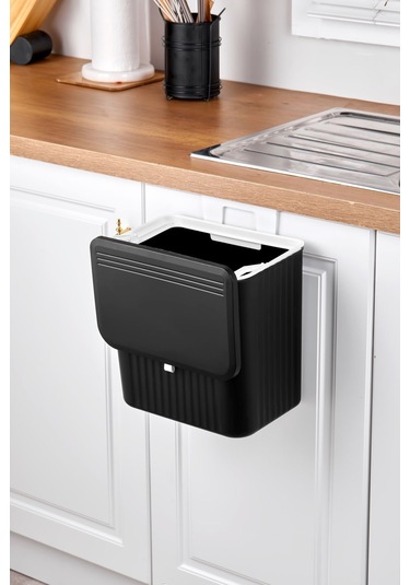 Origa 15 Lt Mutfak Tezgah Üstü Ve Dolap Askılı Çöp Kovası Siyah