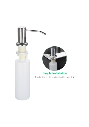 Reedark Paslanmaz Çelik Mutfak Lavabosu Sabunluk - 300ml Hijyenik Sıvı Sabun Dispanseri Gümüş