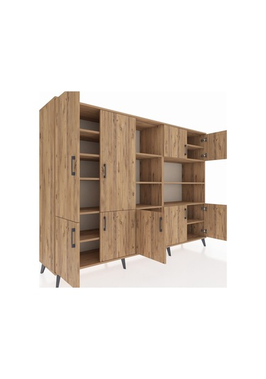 Hyperion Dolap 14 Raflı 9 Kapaklı 220x44x163 Çam-çam Çam-çam