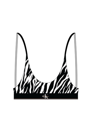 Calvin Klein Kadın Siyah Kaplan Desenli Astarsız Bralet-13666 Siyah