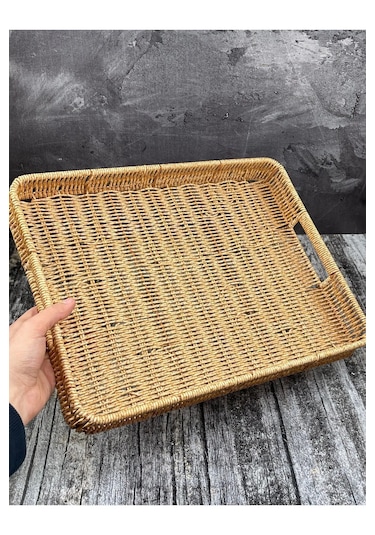 1 Adet Sadece Büyük Boy Dikdörtgen Hasır Tepsi Servis Sunum Tepsi