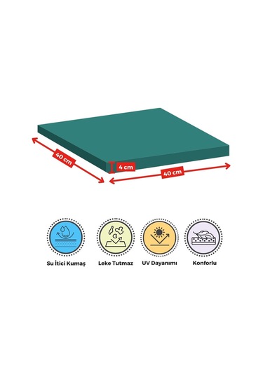 4'lı Sandalye Minderi Su İtici Kumaş 40x40 Cm Sünger Sandalye Minderi Bağcıklı Mavi