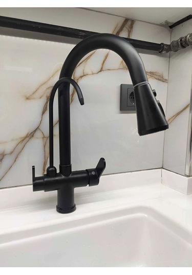 Boheme Fleko Arıtmalı Spiralli Eviye Bataryası Siyah