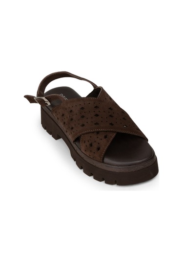 Deery Kadın Hakiki Süet Kahverengi Sandalet - 22302zkhvc01