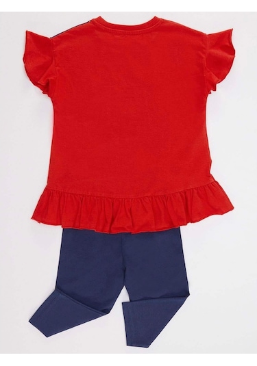 Denokids Yaramaz Kedi Kız T-Shirt Tayt Takım Çok Renkli