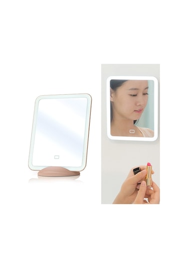 Sones Flydee Fd008-1 Taşınabilir Led Makyaj Aynası Braketli Duvara Asılı Dikey Çift Amaçlı Makyaj Aynası Pembe