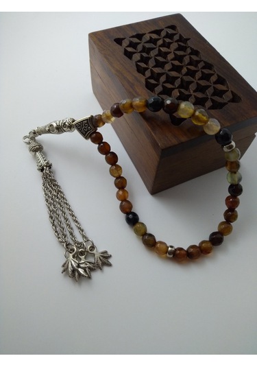 Kahve Akik Taşı Tespih / Doğaltaş Tespih 6 Mm N11.6778