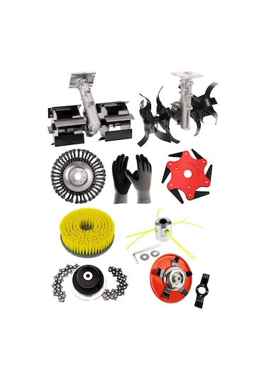 Benzinli Tırpan Çift Çapalama Aparatı 26 Mm 9 Diş + 7 Li Lüks Bahçivan Seti