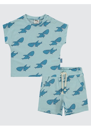 Civil Baby Erkek Bebek Şortlu Takım 6-18 Ay Soft Mavi Soft Mavi