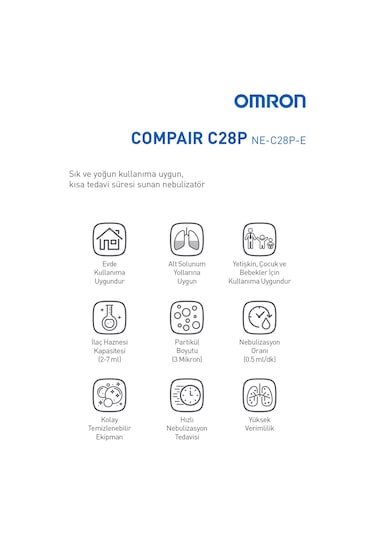 Omron C28P Hızlı  Te davi Süresi Sunan Dayanıklı Nebulizatör