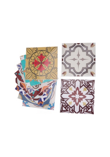 Hangfox 10 Adet 15x15cm Pvc Mutfak Banyo Merdiven Stickerları - Suya Dayanıklı, Kolay Kurulum, Moroccan Desenli Duvar Ve Zemin Kaplama Rastgele Desen Diğer