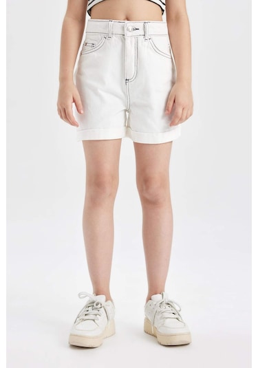 Defacto Kız Çocuk Pamuklu Şort C9300A824SMWT34 Beyaz