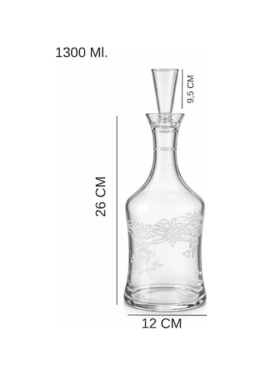 1300 Ml El Yapımı Şeffaf Cam Karaf Florale Model Su Meşrubat Ve Kokteyl Servis Sürahisi