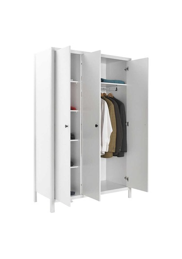 Rustik 3 Kapaklı Gardırop-mat Beyaz 125x196x54 Cm Gxyxd