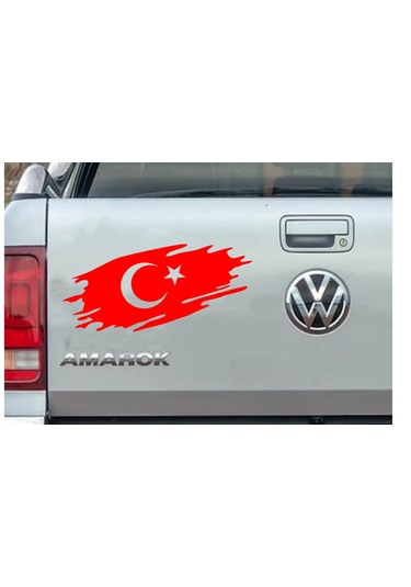 Yırtıklı Tırtıklı Türk Bayrağı, Ayyıldız, Araba Oto Motosiklet Karavan Sticker 02516 10X4 Cm