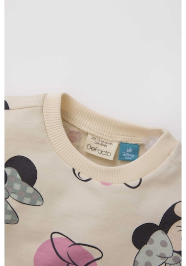 DeFacto Kız Bebek Disney Mickey & Minnie Bisiklet Yaka Sweatshirt E4857A525SPER134 Ekru DeFacto Kız Bebek Disney Mickey & Minnie Bisiklet Yaka Sweatshirt E4857A525SPER134 Ekru