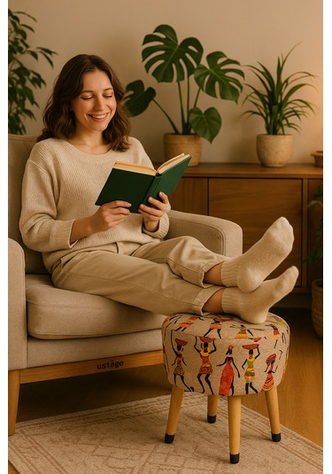 Puf Koltuk Tabure - Etna Ütopya Bej - Gold