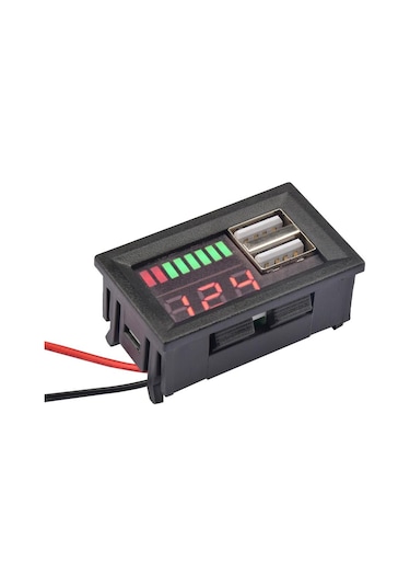 Digital Akü Dijital Voltaj Seviye Ölçer 12v 2x Usb Cıkıslı Powermaster Pm-23278