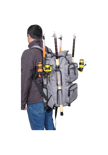 Wolfish Balıkçı Sırt Çantası Gri 4 Olta Kapasiteli