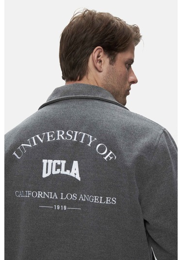 Keane Koyu Gri Kaşe Kolej Ceket Çıtçıtlı Standard Fit Erkek Ceket Koyu Gri