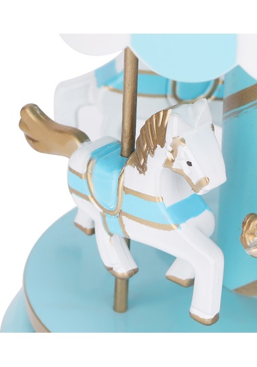 Vkemall Mavi Ayna Mermer + Abs Müzik Kutusu, Çocuklar İçin Döner Atlı Karuselli, Ev Dekorasyonu Ve Doğum Günü Hediyesi