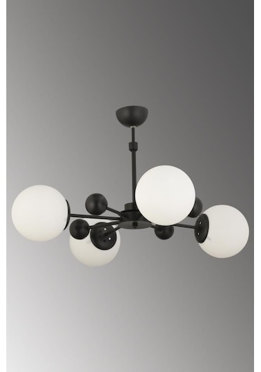 İstanbul Avize Istanbul Avize Nairobi 4'Lü Siyah Kasa Beyaz Glop Camlı Avize