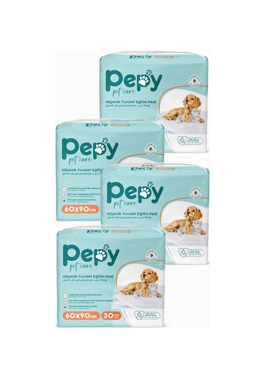 Pepy Pet Care Kaydırmaz Hijyenik Tuvalet Eğitim Pedi 4 x 30'lu 60 x 90 CM