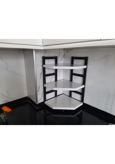Akıs Home  Üçlü Tezgah Üstü Köşe Raf Beyaz