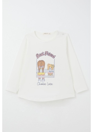 Breeze Kız Bebek Taytlı Takım Arkadaş Temalı Taytı Fiyonklu 9 Ay-3 Yaş, Ekru Ekru