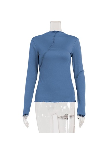 Yarı Yüksek Yaka Alt Gömlek Sonbahar Kadın Modası Eğimli İnce İç Uzun Kollu Kazak Üst Haki