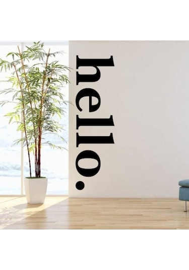 Hello Yazılı Dekoratif Duvar Kapı Sticker 150x45 Cm Siyah