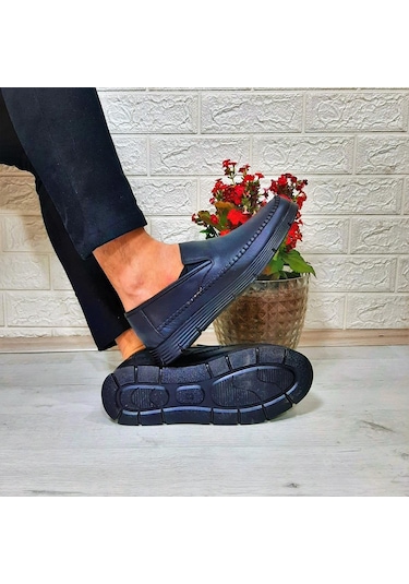 Fiyra Fth01 Siyah-siyah Hakiki Deri Fuspetli Erkek Günlük Ayakkabı 001