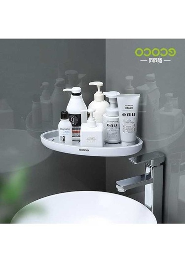 Novahub Gri Mengnı Köşe Depolama Rafı, Banyo Organizatörü, Ev Boşaltma, Tuvalet Aksesuarı, Kullanışlı Raflar, 32x22.2x6cm, Gri/siyah Gri