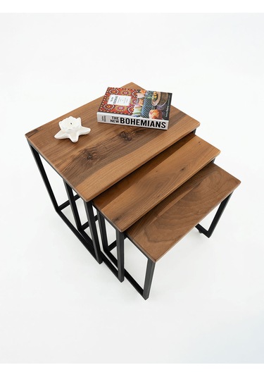 3'lü Ceviz Ağacı Eko Zigon Sehpa