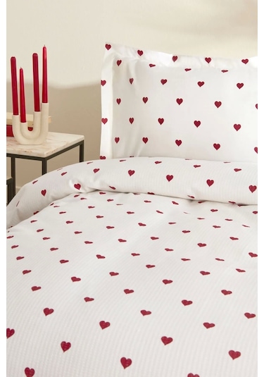Karaca Home Amour 100 Pamuk Çift Kişilik Pike Takımı Kırmızı Kırmızı