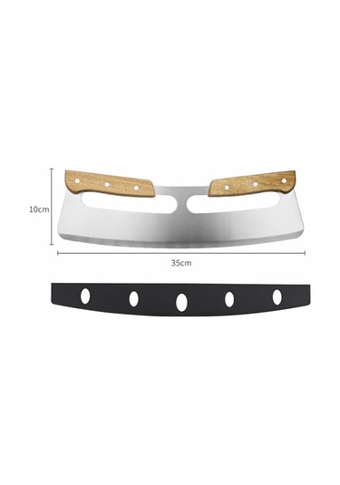 Geeroyoo 35cm Paslanmaz Çelik Pizza Kesme Bıçağı, Kaymaz Ahşap Tutma Yeri Ve Koruyucu Kılıf İle Diğer