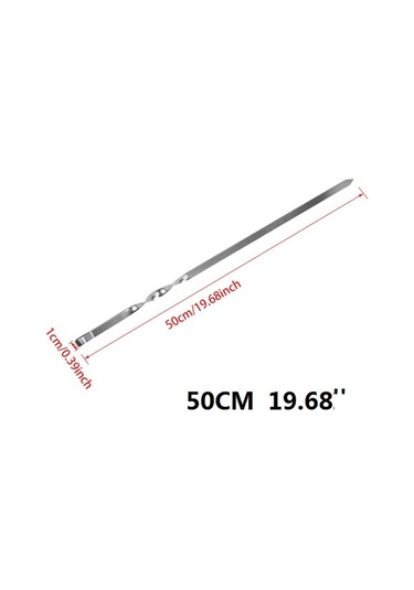 12 Adet Paslanmaz Çelik Kebap, Tekrar Kullanılabilir Kebap Çubukları, Kamp Ateşi Veya Izgara Tavası İçin 50 Cm Kebap