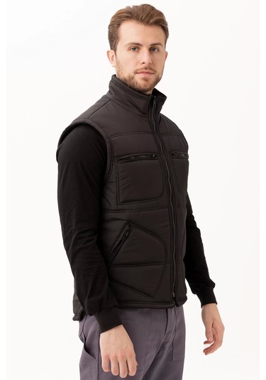 Kışlık Su Geçirmez Çok Cepli Yelek Isı Yalıtımlı Melesa İş Outdoor Suya Sıcak Tutucu Siyah