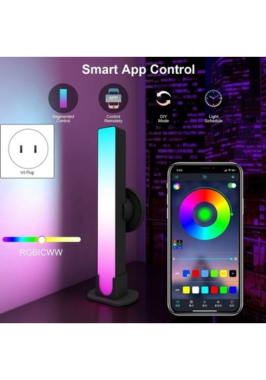 Szypzstore Led Işık Çubuğu Oyun Ortam Işığı Bluetooth Tv Arkaplan Işığı Rgb Efekti İle Müzik Senkronizasyonu Için Pc Tv Odası Dekor 2 Adet Abd Plug Leı2d4 Beyaz