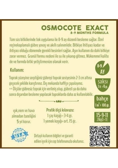 Osmocote 500 Gr Yavaş SalınıMLı Akıllı Gübre 8-9 Aylık