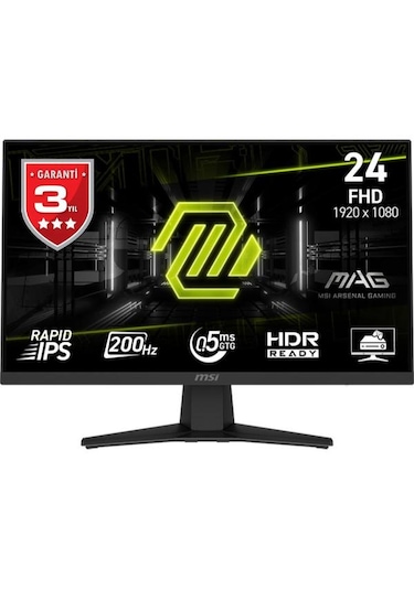 Msı Mag 244f 23.8 Fhd Rapıd Ips Flat 200hz 0.5ms Freesync Gamıng
