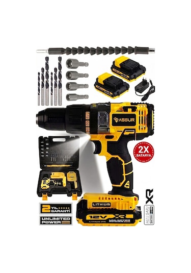 12V Çift Akülü Metal Şanzıman Taşıma Çantalı Led Işıklı Akülü Vidalama Şarjlı Matkap Seti -