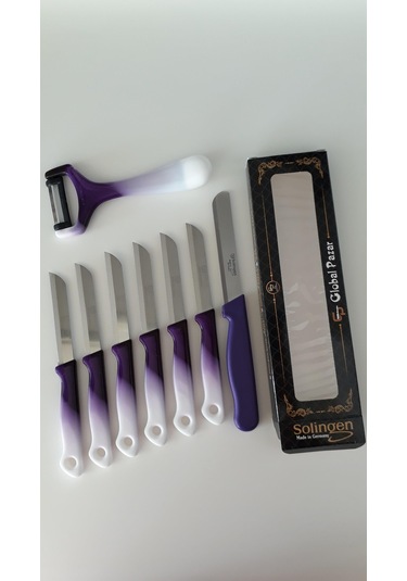 Solingen 6 Ebruli Mor Meyve Bıçağı. Soyacak ve Doğrama Bıçak Set