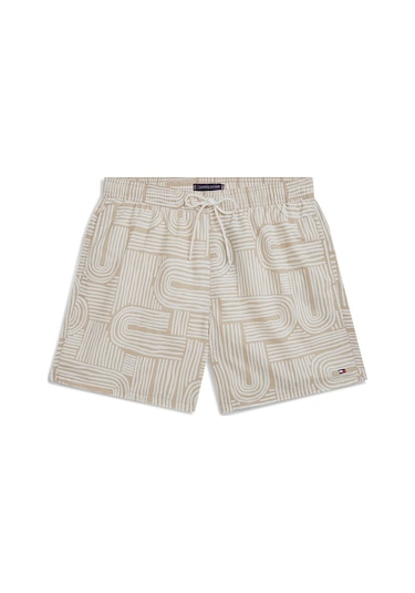 Tommy Hilfiger Medıum Drawstrıng Prınt Erkek Bej Deniz Şortu - Um0um03491