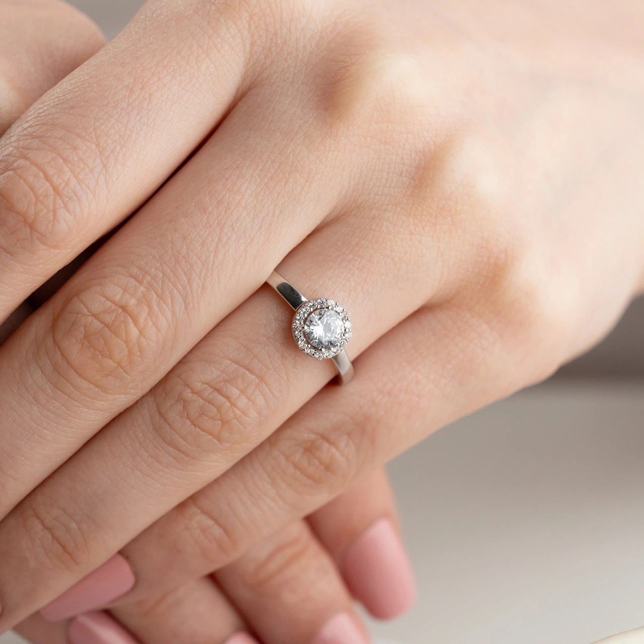 Vaoov 925 Ayar Gümüş Tek Taş Yüzük Gümüş